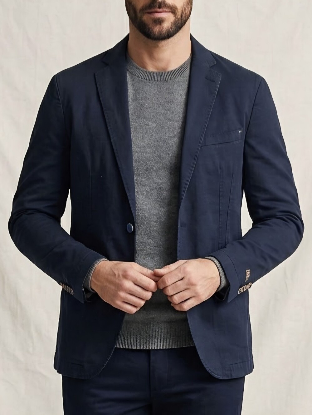 Zara Men's  Navy Cotton Casual Blazer Jacket